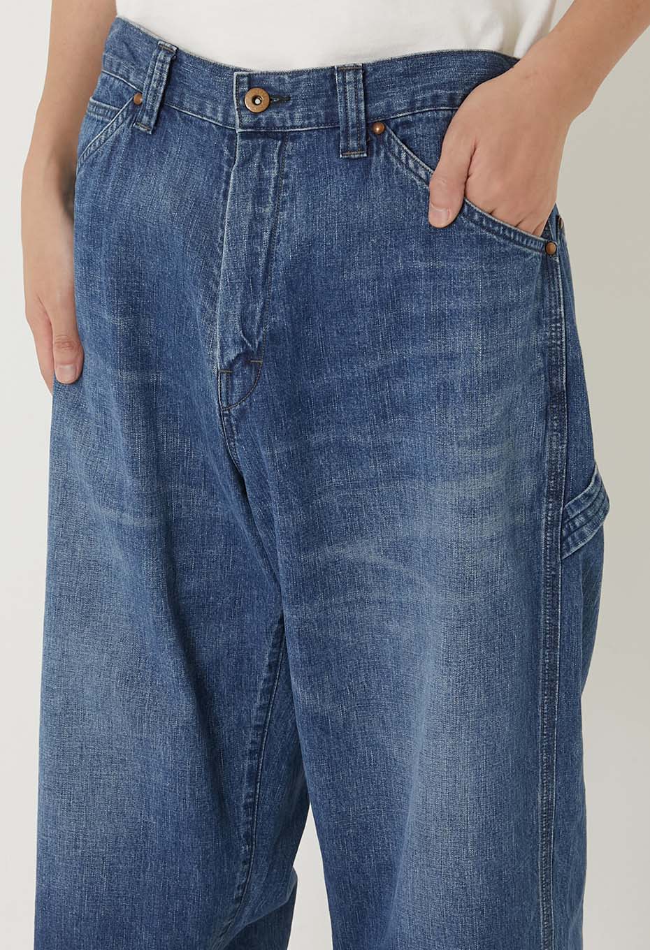 PA01 Selvedge Light Denim Vintage Wash Painter Pants - BLUE