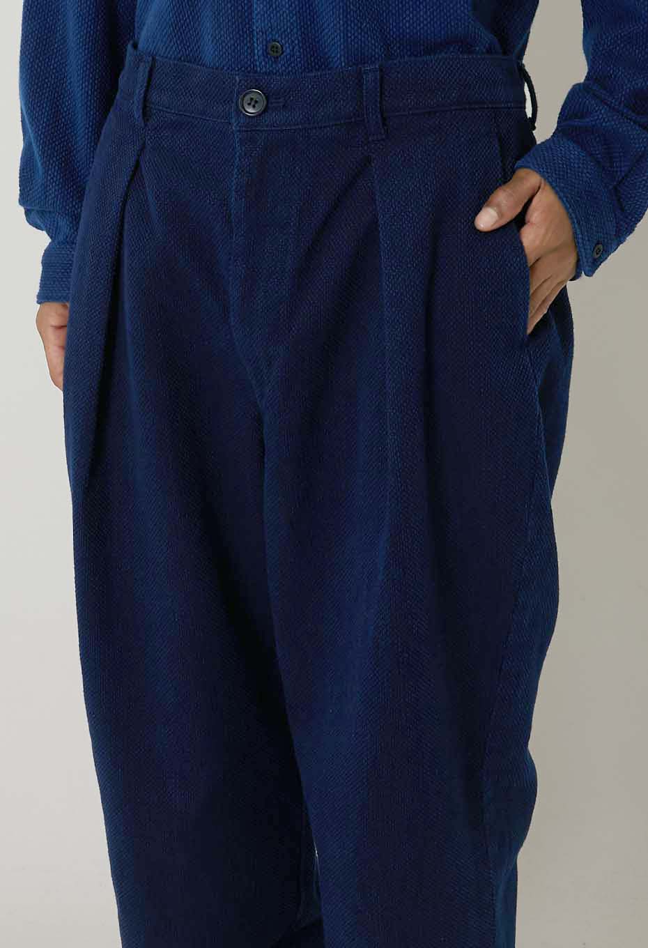 Woven Pure Indigo  Nijuorisashiko trousers - INDIGO