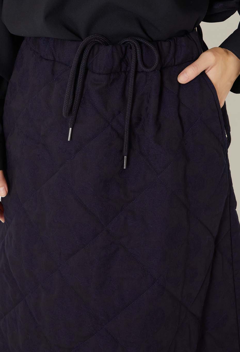 Indigo Tsujigahana Quilted Skirt - INDIGO