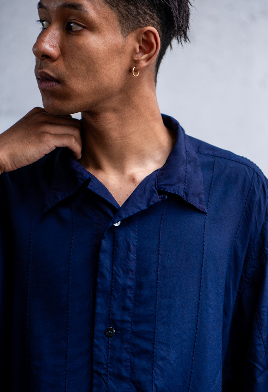 シマサシコシシュウ インディゴテゾメ ショートスリーブシャツ - INDIGO