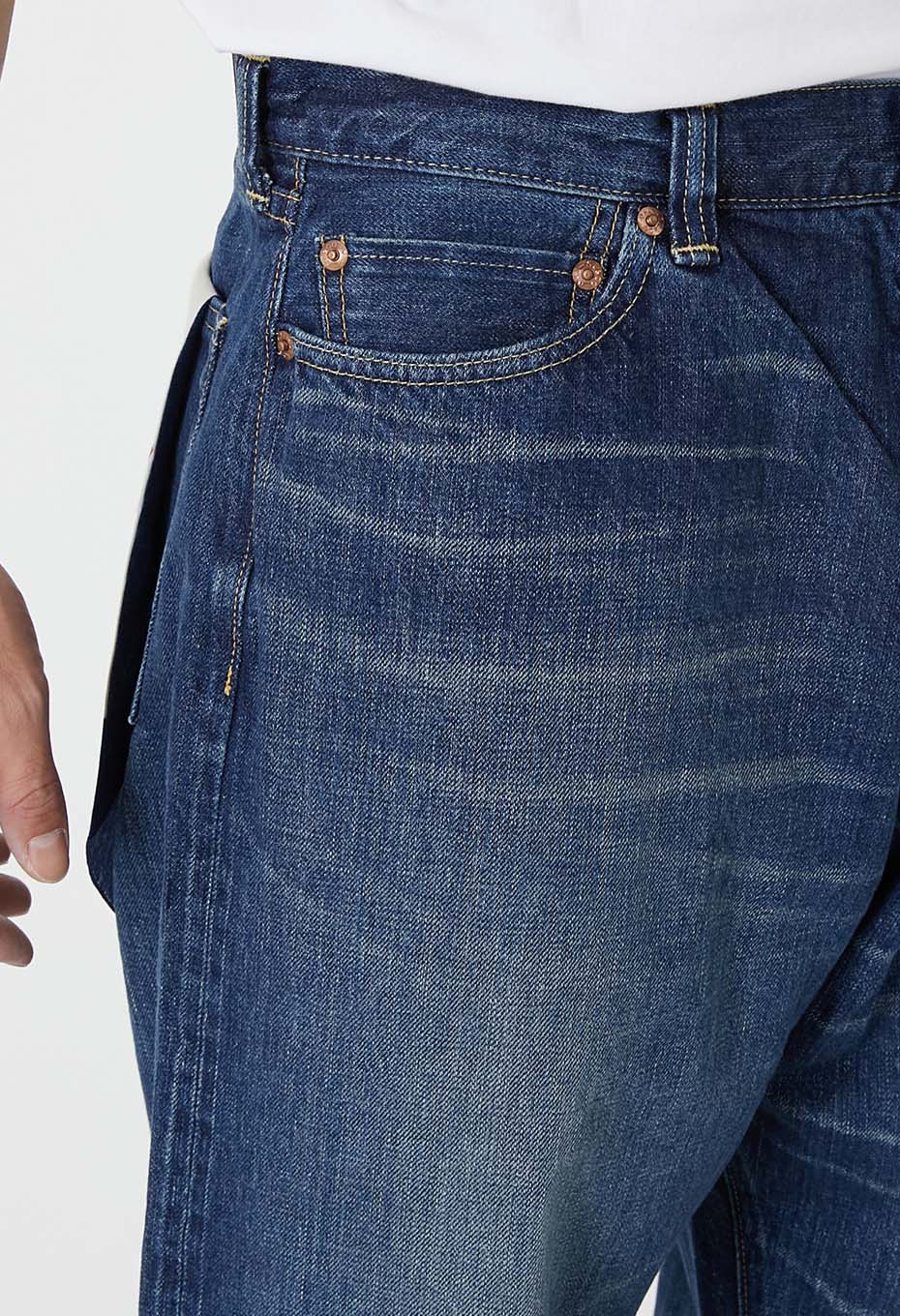 PP06 スーピマセルビッチ デニム DARK USED WASH ワイドジーンズ - INDIGO