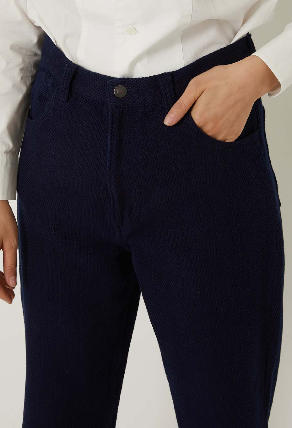 Woven Pure Indigo Light Sashiko Jeans Women - INDIGO