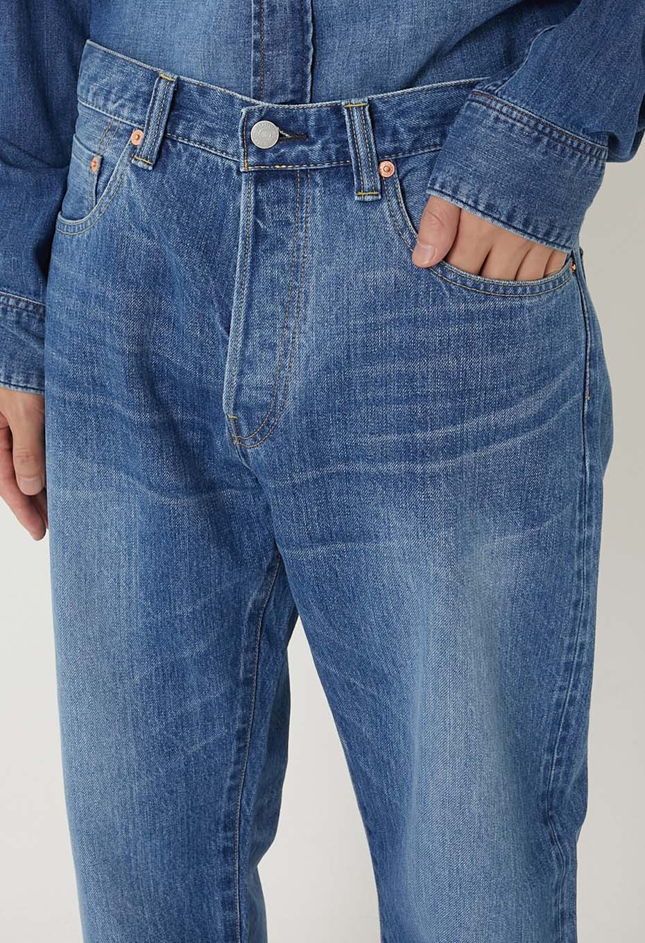 PP02 MODスーピマセルビッチデニム ストレートジーンズ /FADE WASH - BLUE