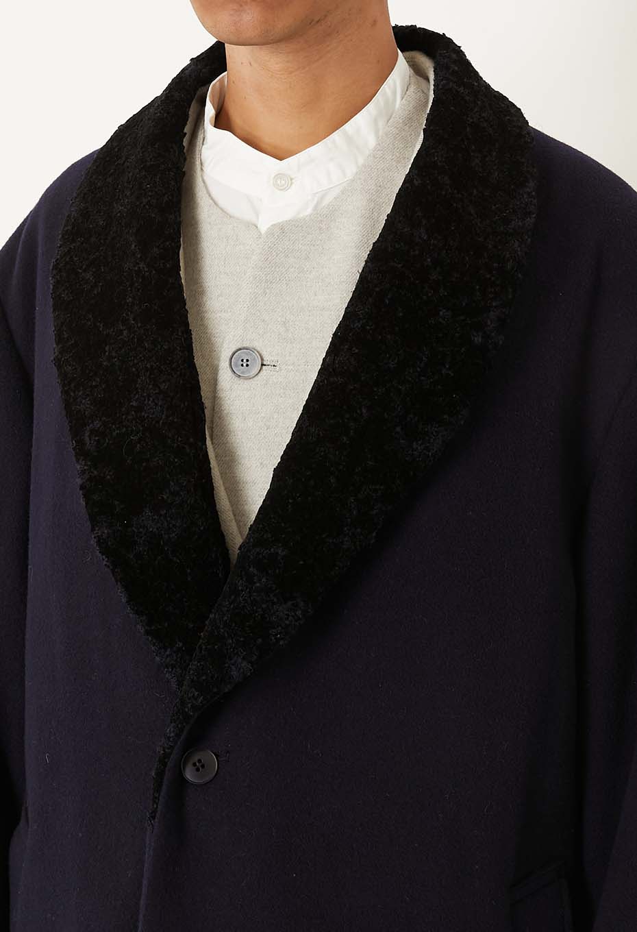 カシミアミックスフリース タイロッケンコート - DARK NAVY