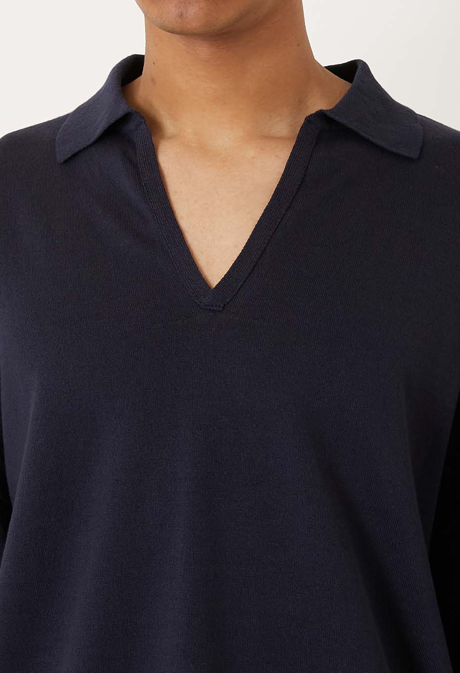 オーガニックカミイトコットン ポロネックプルオーバー - NAVY