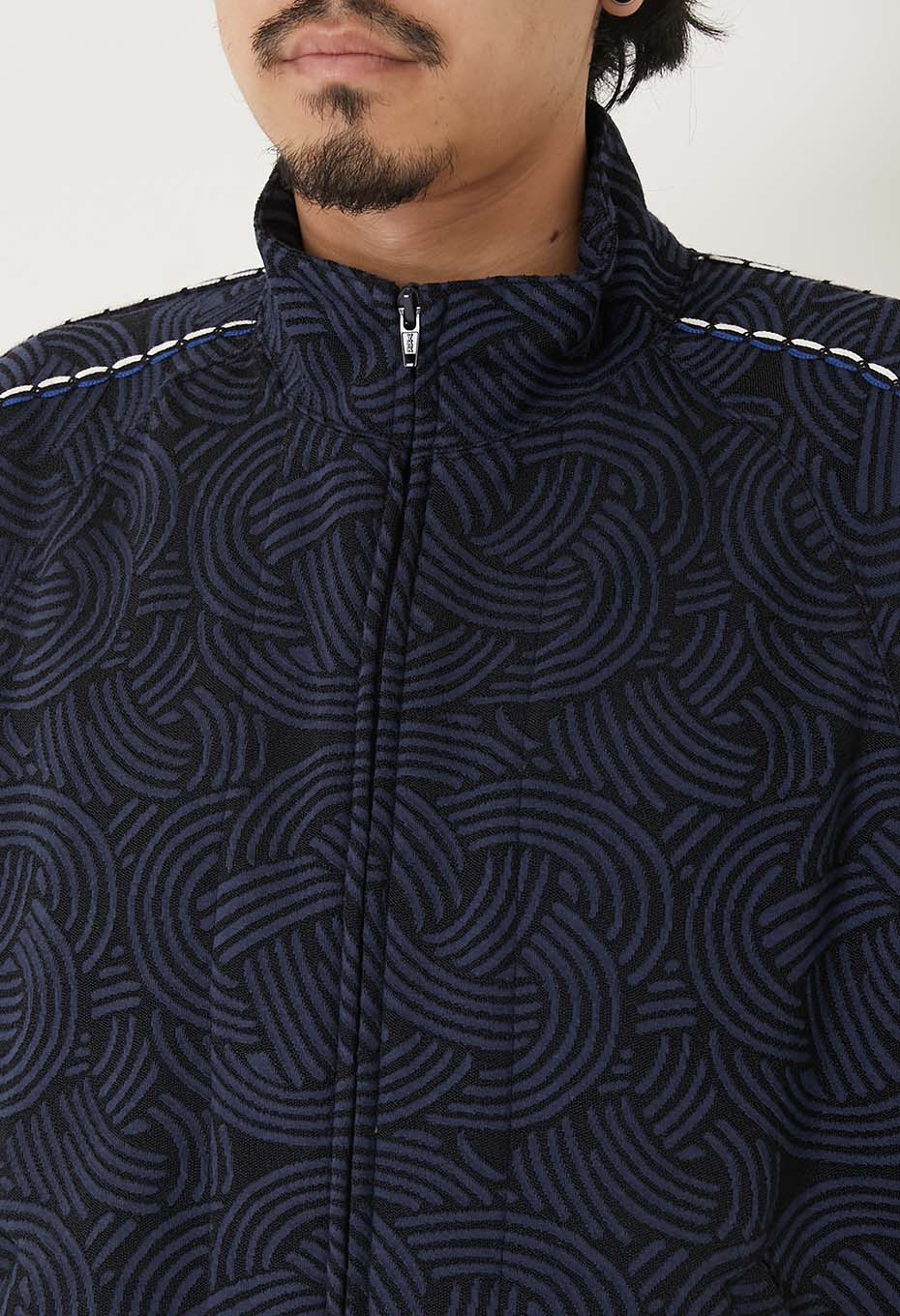 ミズヒキニットジャカード トラックジャケット - DARK NAVY
