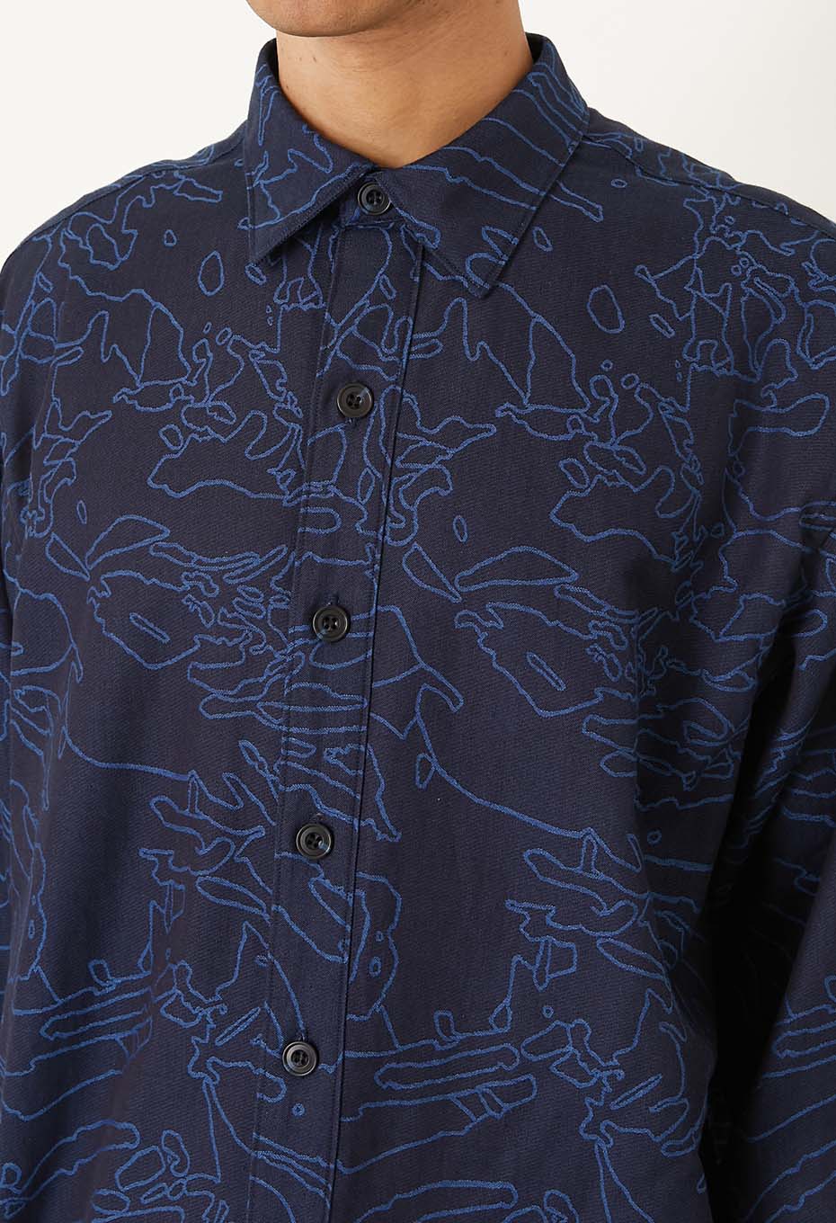 インディゴクモジャカード ロングスリーブシャツ - INDIGO