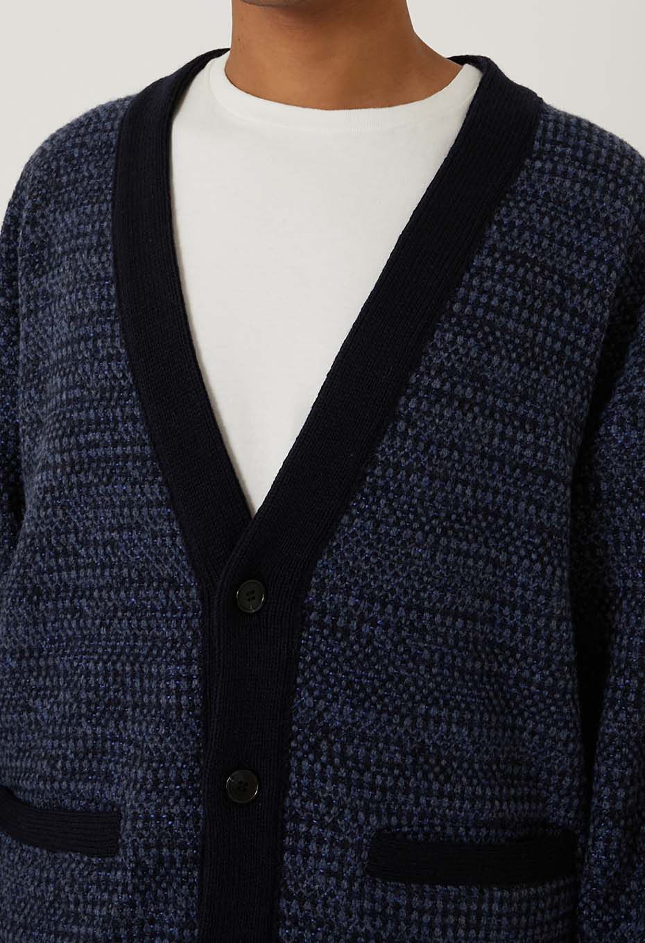 マチアカリ カノコニット Vネック カーディガン - NAVY