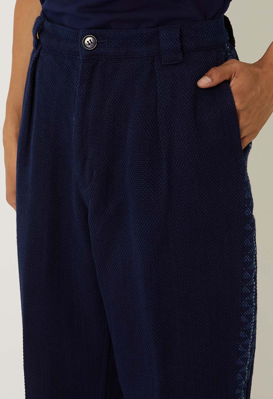 SW Woven Pure Indigo Light Sashiko Fireman Pants - INDIGO