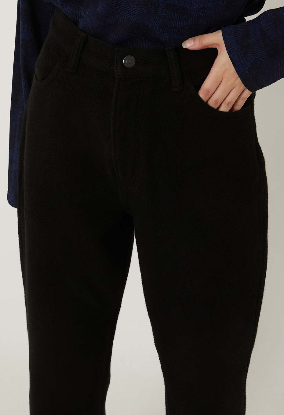 Nijuorisashiko Dark Black 5 Pocket Pants Women's - BLACK