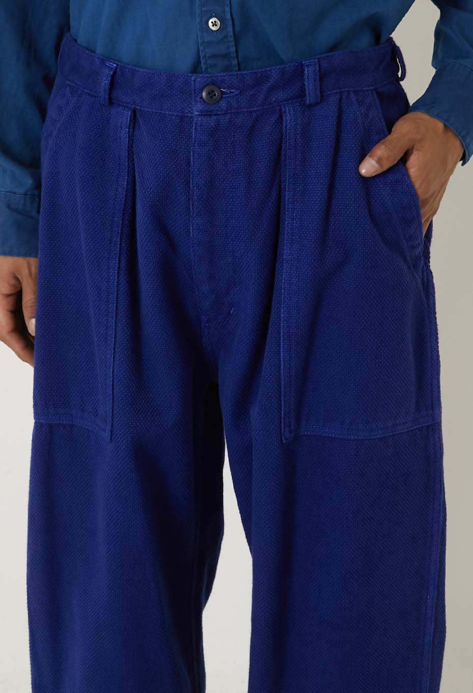 ブルーインディゴサシコ テゾメ ベイカーズパンツ - INDIGO