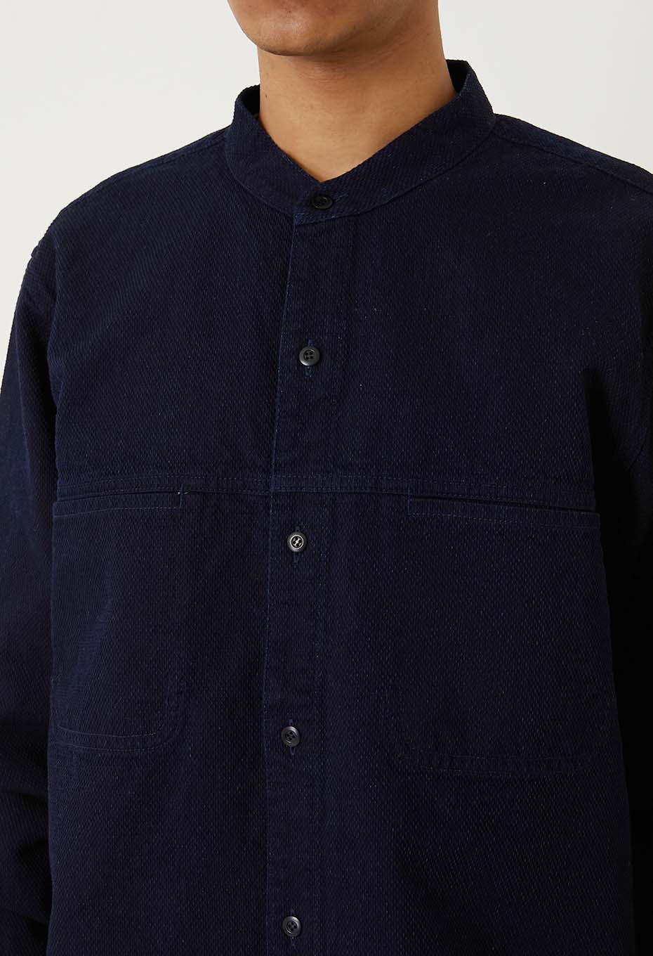 インディゴドビーサシコ バンドカラー ロングスリーブシャツ - INDIGO