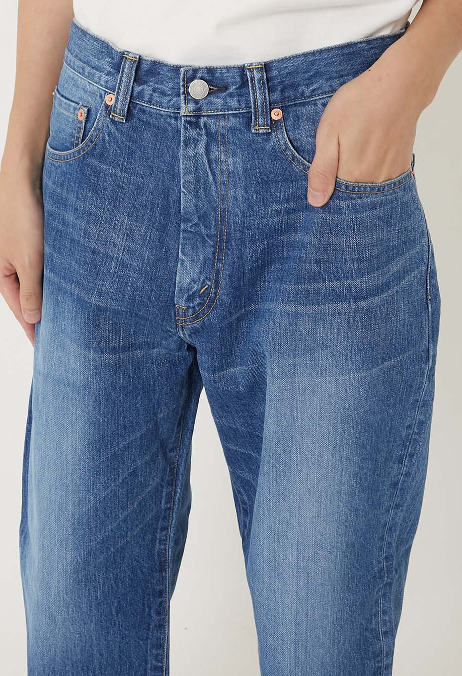 PP03 MOD Supima Selvage Denim FADE Wide Tapered Jeans - BLUE