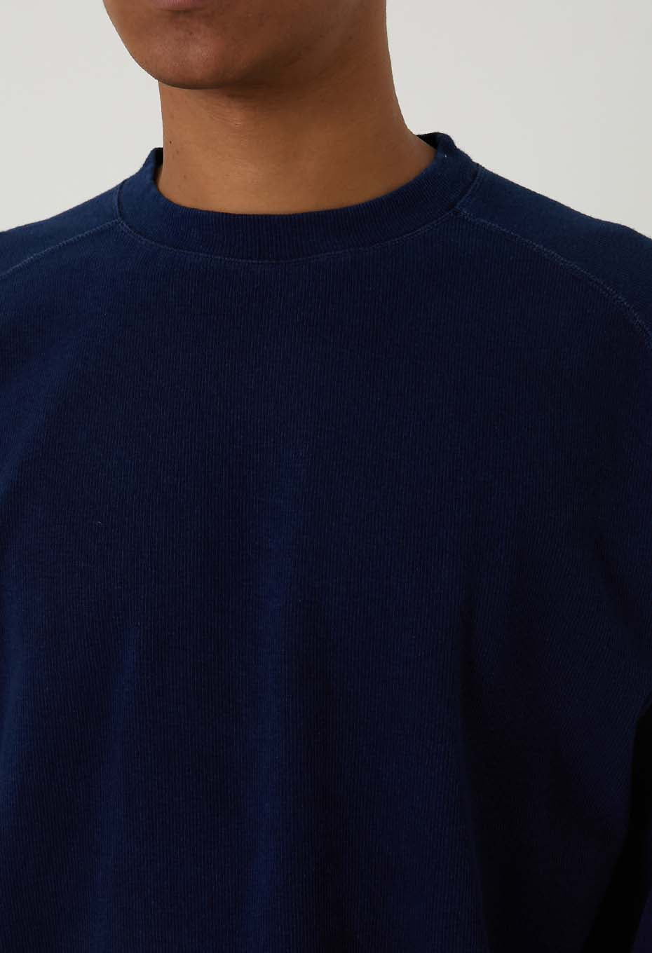 ムライトテレコ テゾメ ニードルステッチ ロングスリーブＴシャツ ユニセックス - INDIGO