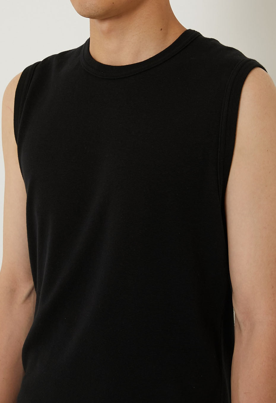 ストレッチフライス ノースリーブ Tシャツ - BLACK