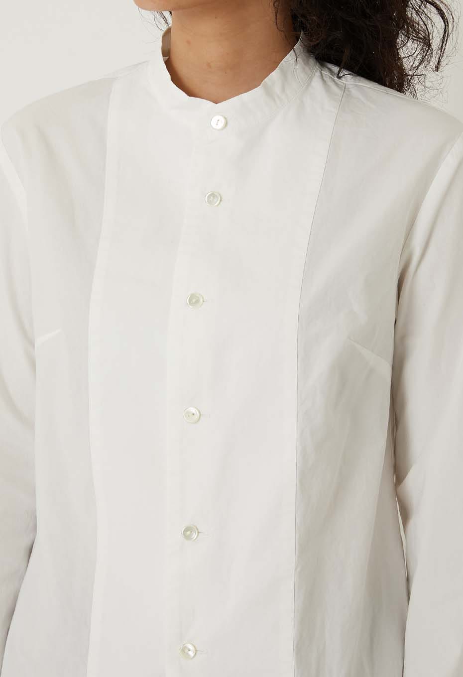 Organic cotton stand collar shirt for women - WHITE
