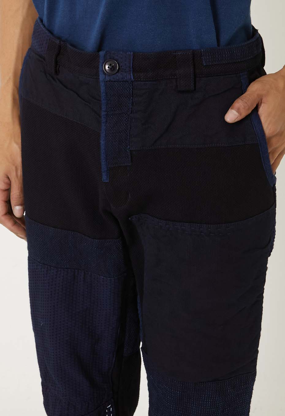 Woven Pure Indigo Sashiko Nenrin Nora Pants - INDIGO