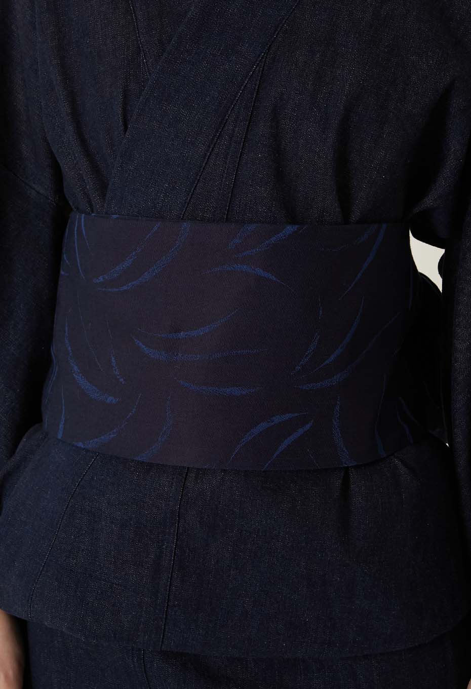 Indigo Mebuki Jacquard Han Habaobi - INDIGO