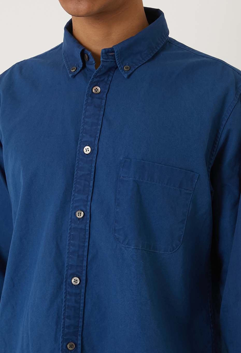 ファインオックス インディゴテゾメ ボタンダウン ロングスリーブシャツ - INDIGO