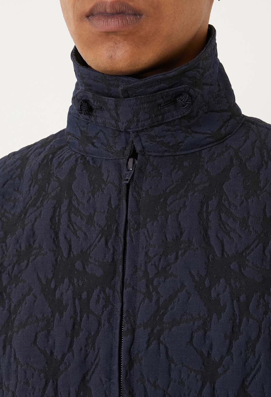 Glass jacquard zip-up jacket - DARK NAVY