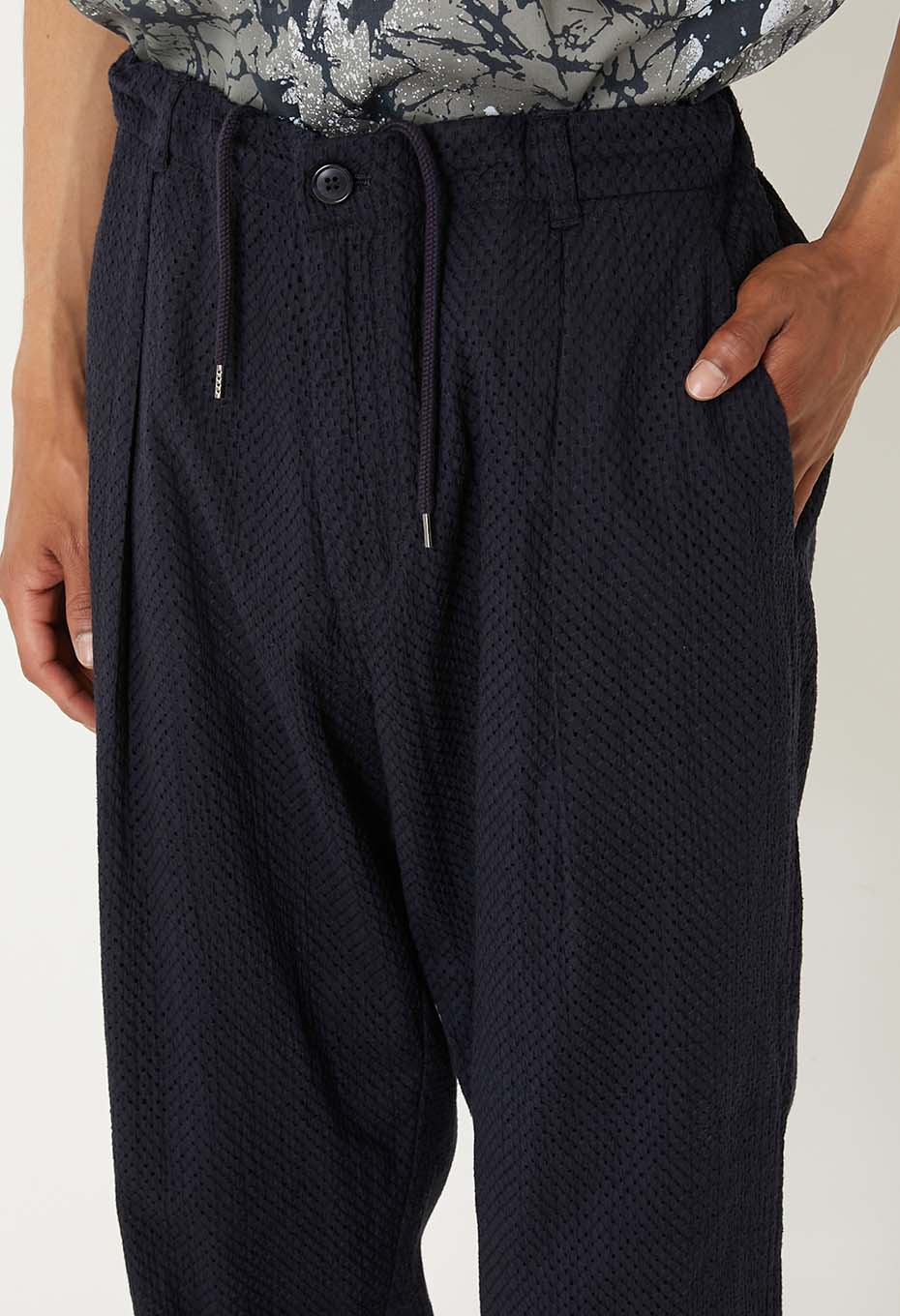 マイヤーレース タックストレートパンツ - DARK NAVY