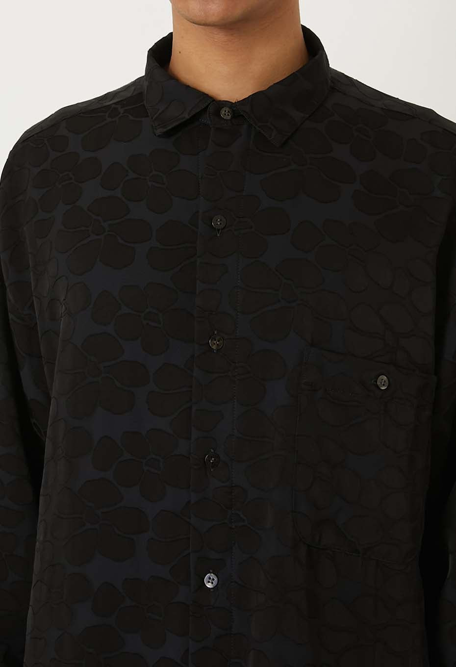 スカシモヨウ ロングスリーブシャツ - BLACK