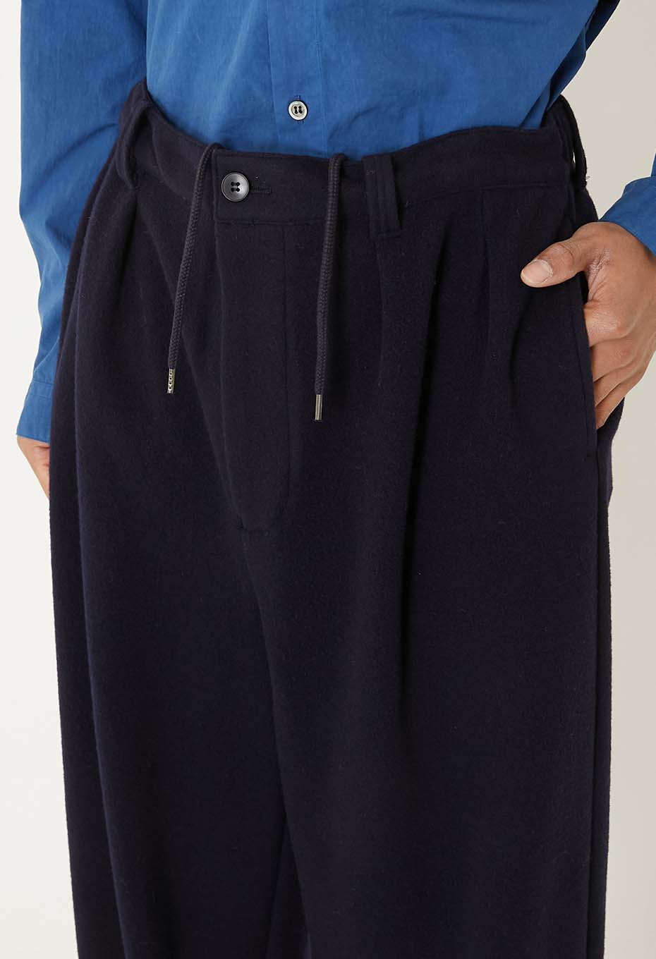 Cashmere mix fleece draw pants - DARK NAVY