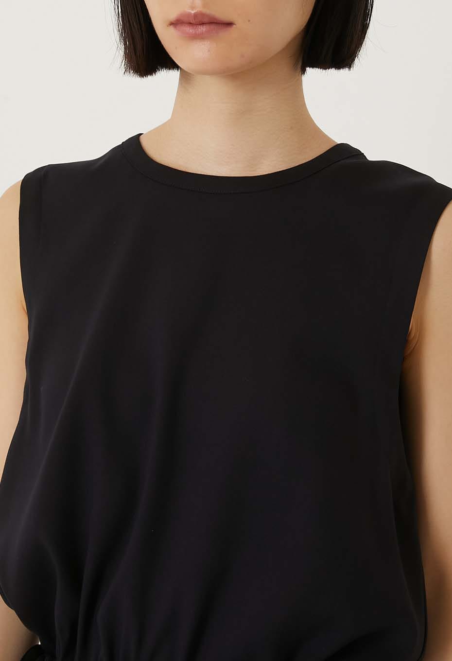 Stretch dry twill tank gathered dress - DARK NAVY