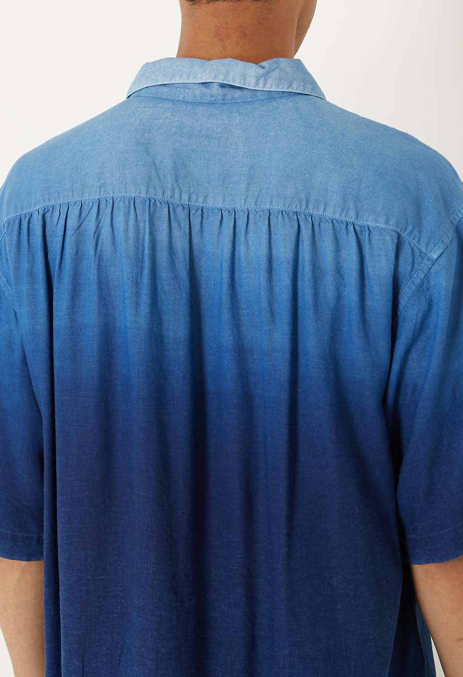 インディゴテゾメ グラデーションリネン ショートスリーブシャツ - INDIGO