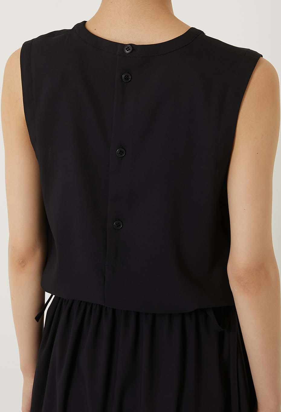 Stretch dry twill tank gathered dress - DARK NAVY