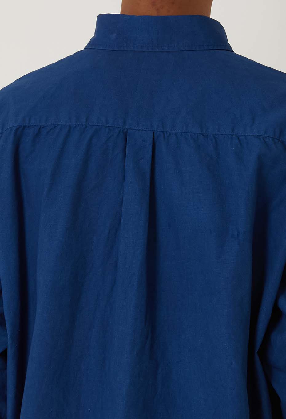 fine ox Woven Pure Indigo  Button-down long sleeve shirt - INDIGO