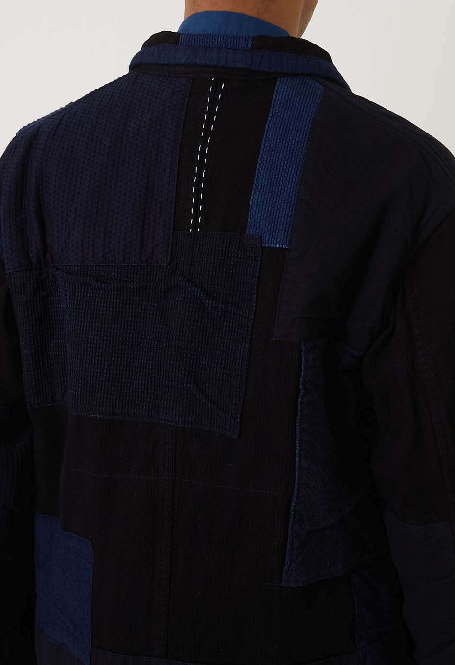 Woven Pure Indigo Sashiko Nerin Coverall - INDIGO