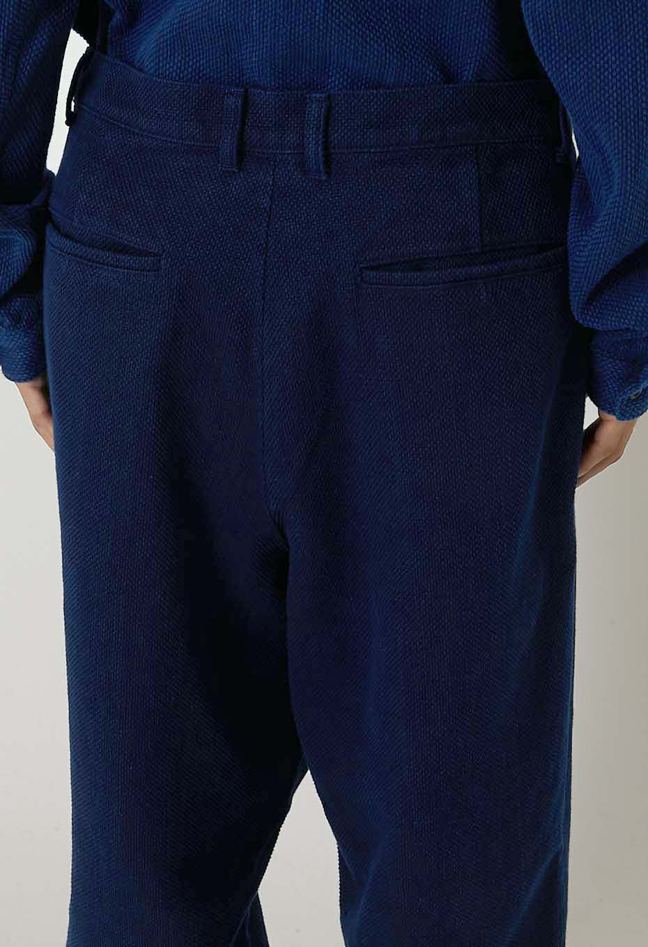 Woven Pure Indigo  Nijuorisashiko trousers - INDIGO
