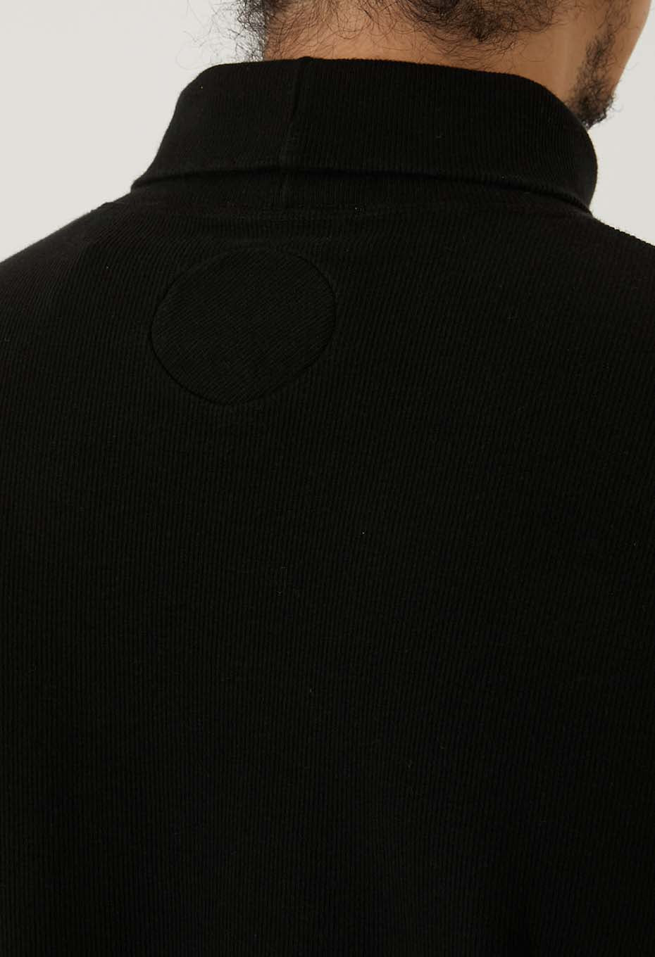 ムライトテレコ ニードルステッチ タートルネック Tシャツ ユニセックス - BLACK