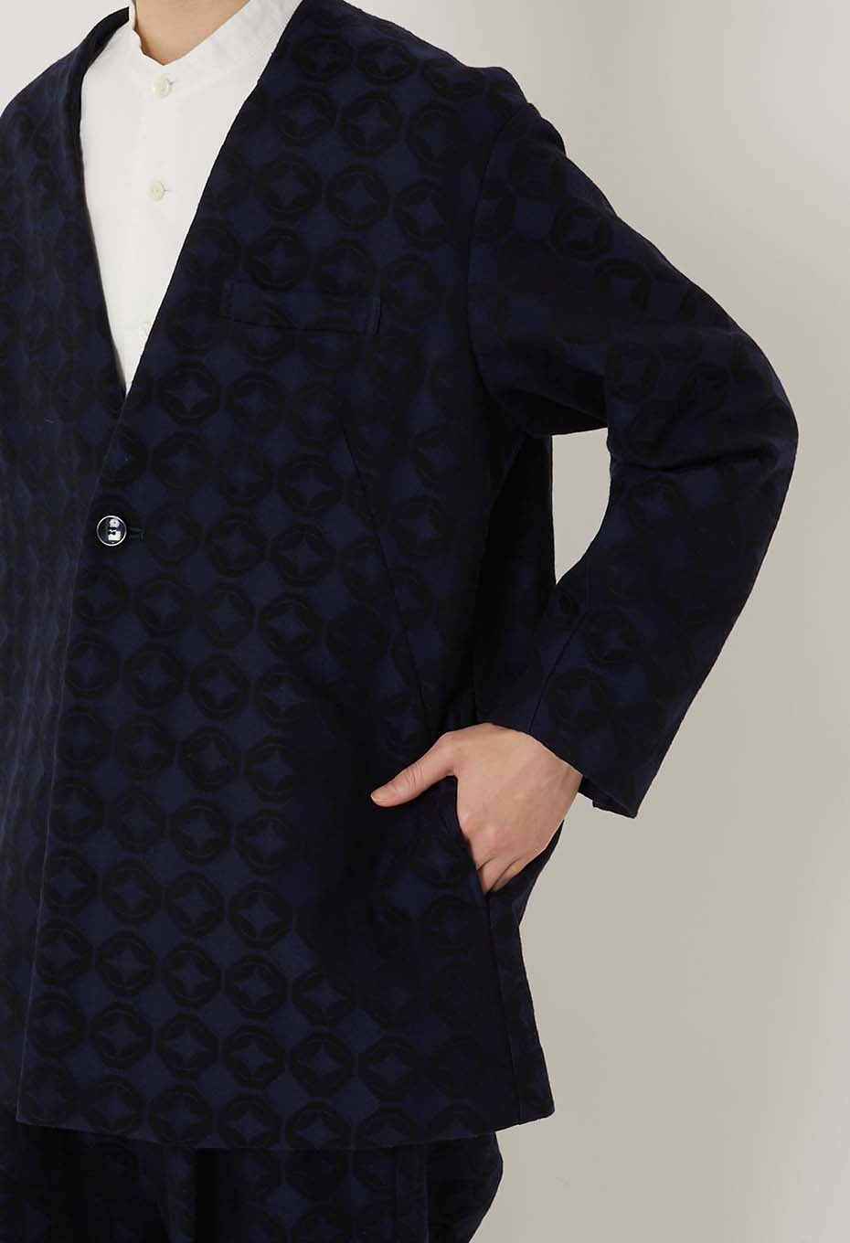 シッポウジャカード 1Bノーカラージャケット ウィメンズ - DARK NAVY