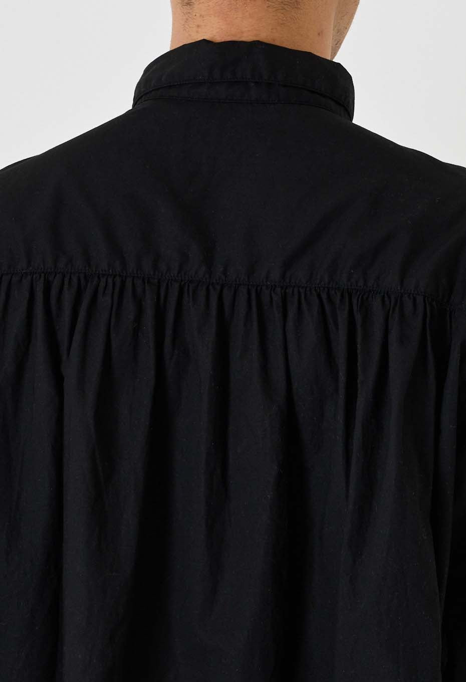 Kyokurozome gathered shirt - BLACK
