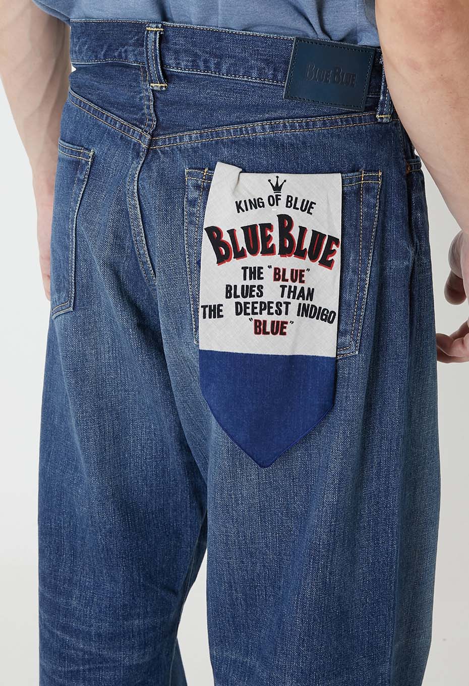 PP06 スーピマセルビッチ デニム DARK USED WASH ワイドジーンズ - INDIGO