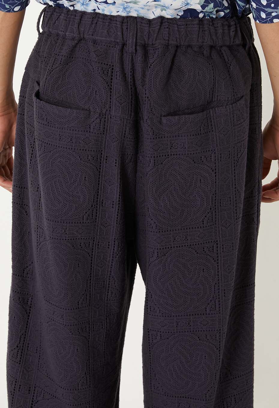 ミズヒキレース ドローストレートパンツ - DARK NAVY