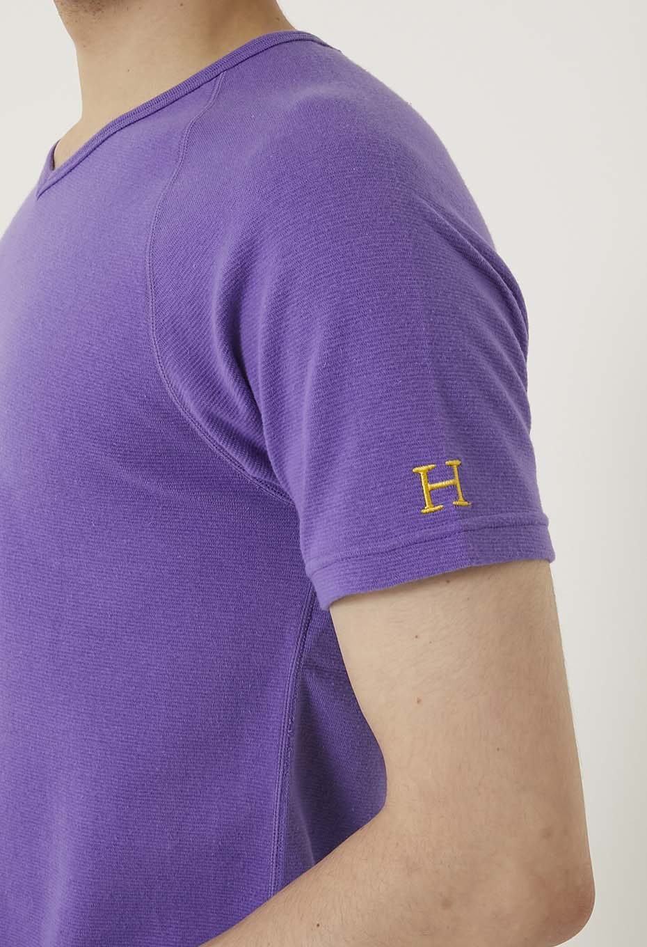 ストレッチフライス Vネックショートスリーブ Tシャツ - PURPLE