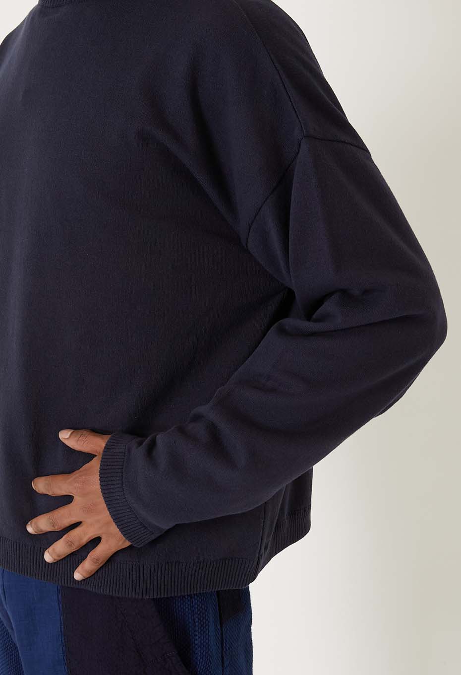 オーガニックカミイトコットン プルオーバーニット - NAVY