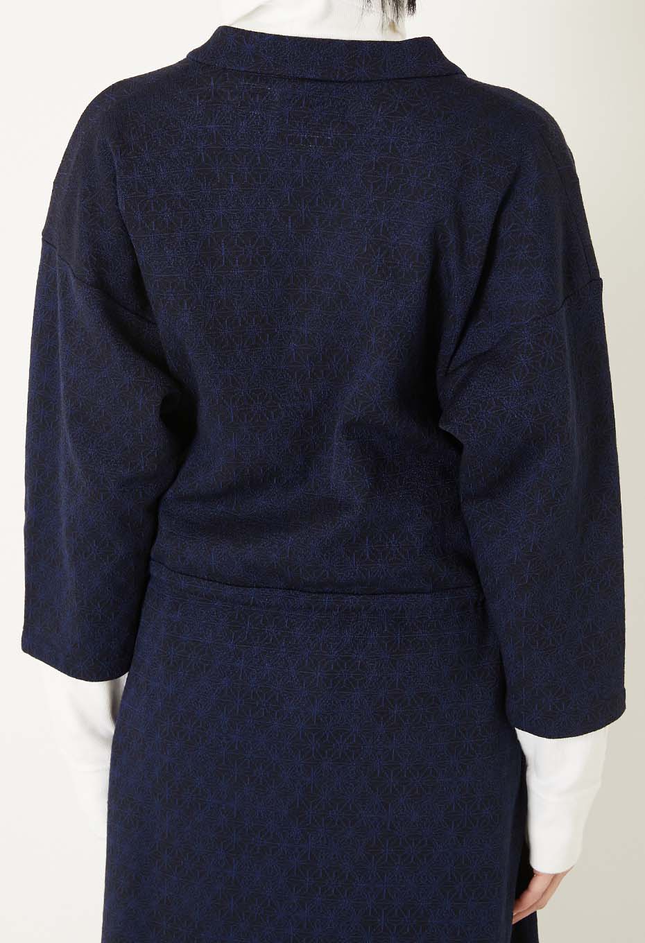 ウールニットジャカード ワンピース - NAVY
