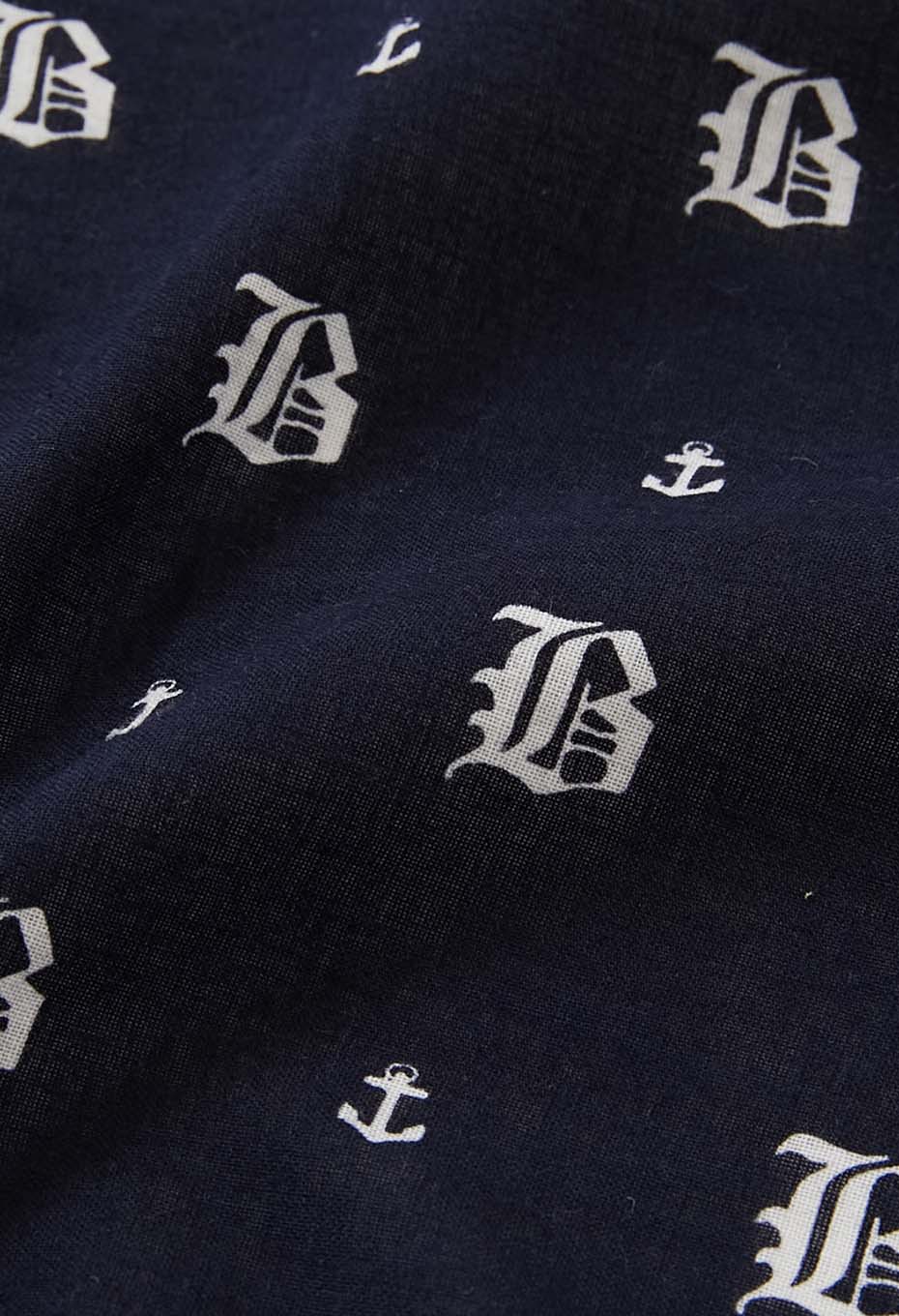 OLD ENGLISH B & アンカーモノグラム バンダナ - DARK NAVY