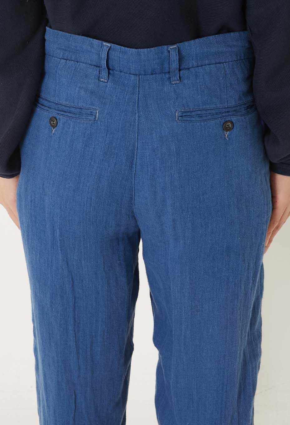 インディゴリネン ハイカウントツイル 2タックワイドトラウザーズ - INDIGO