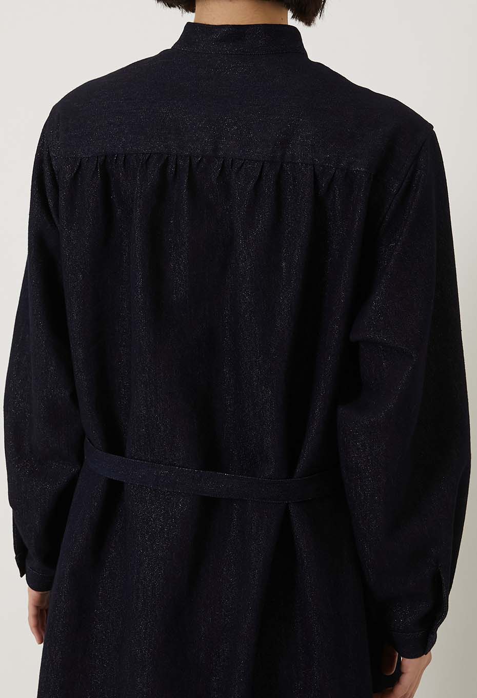 ゴールドヤーンインディゴ  バンドカラーシャツワンピース - INDIGO