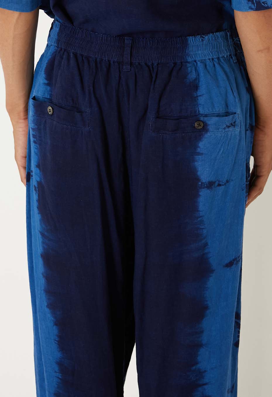 Aigasaneshibori Linen Easy Pants - INDIGO