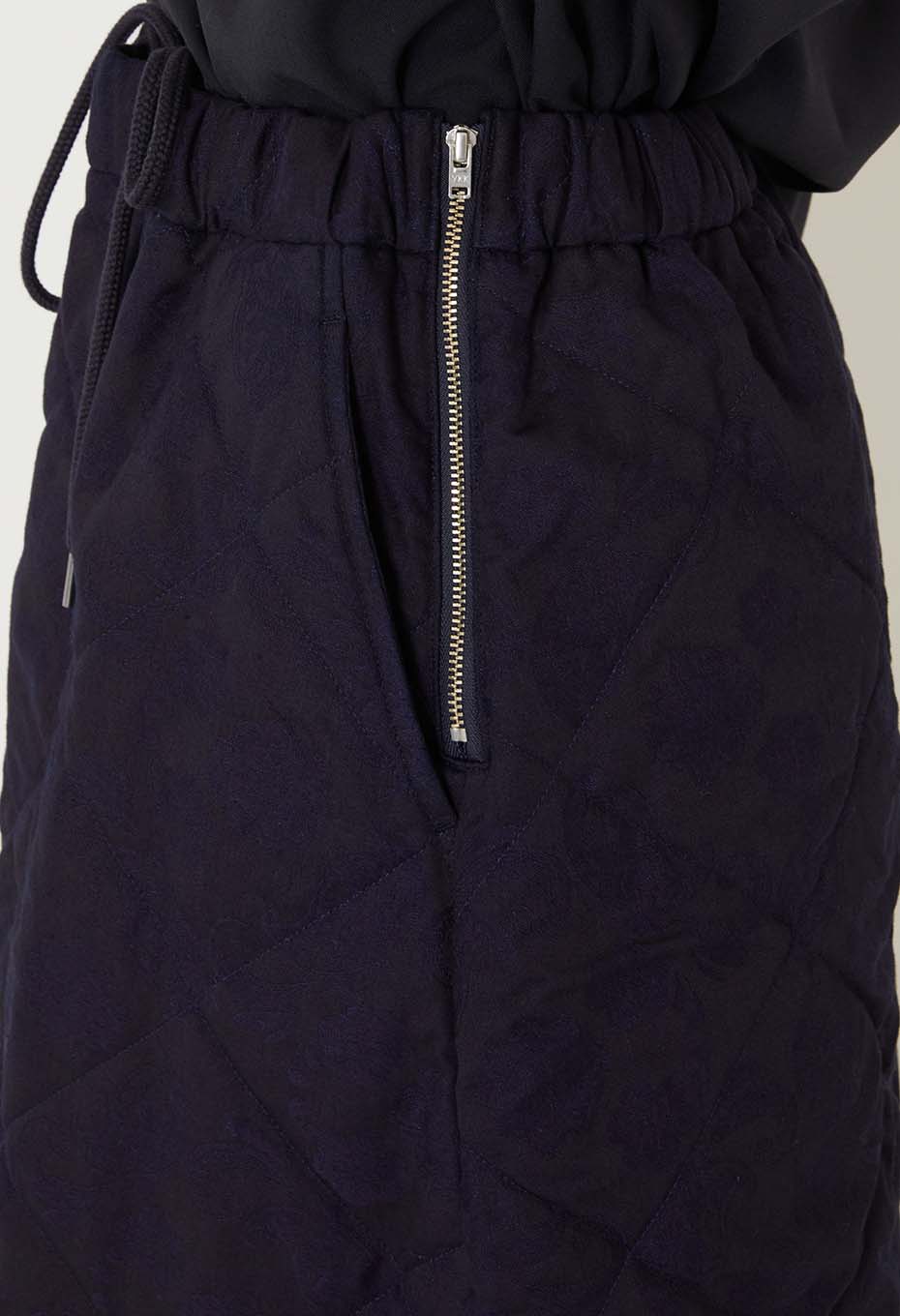Indigo Tsujigahana Quilted Skirt - INDIGO
