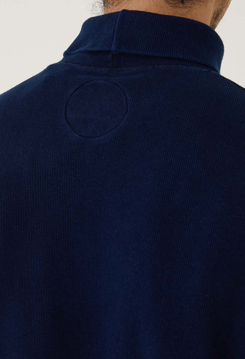 ムライトテレコ テゾメ ニードルステッチ タートルネック Tシャツ ユニセックス - INDIGO