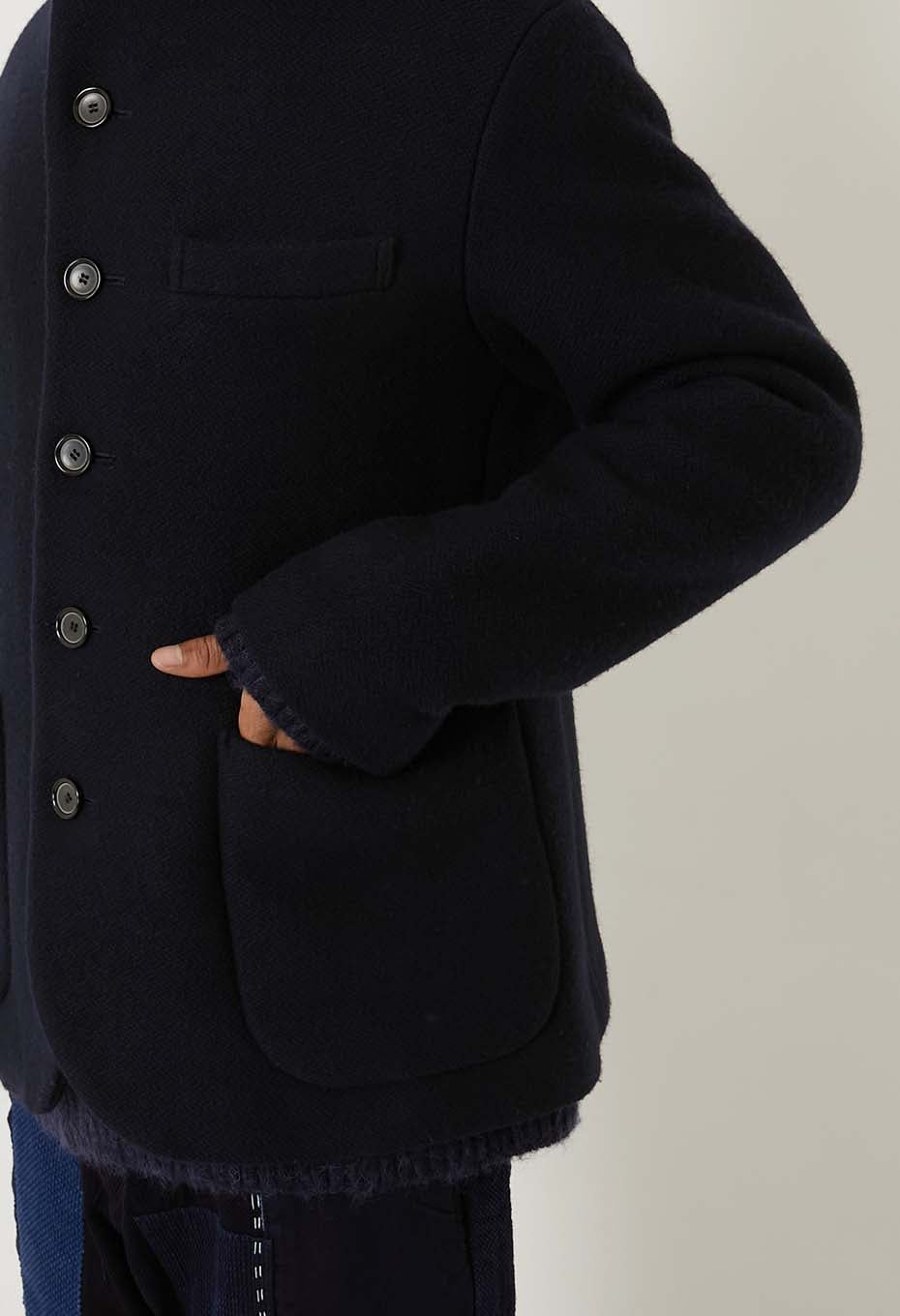 Dobby Melton 5B Jacket - DARK NAVY