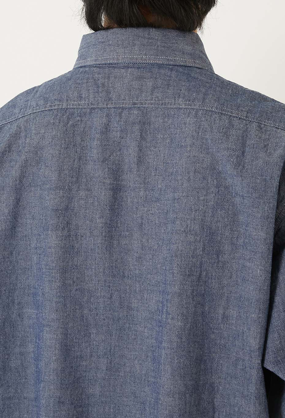 US NAVY シャンブレーロングスリーブシャツ - BLUE