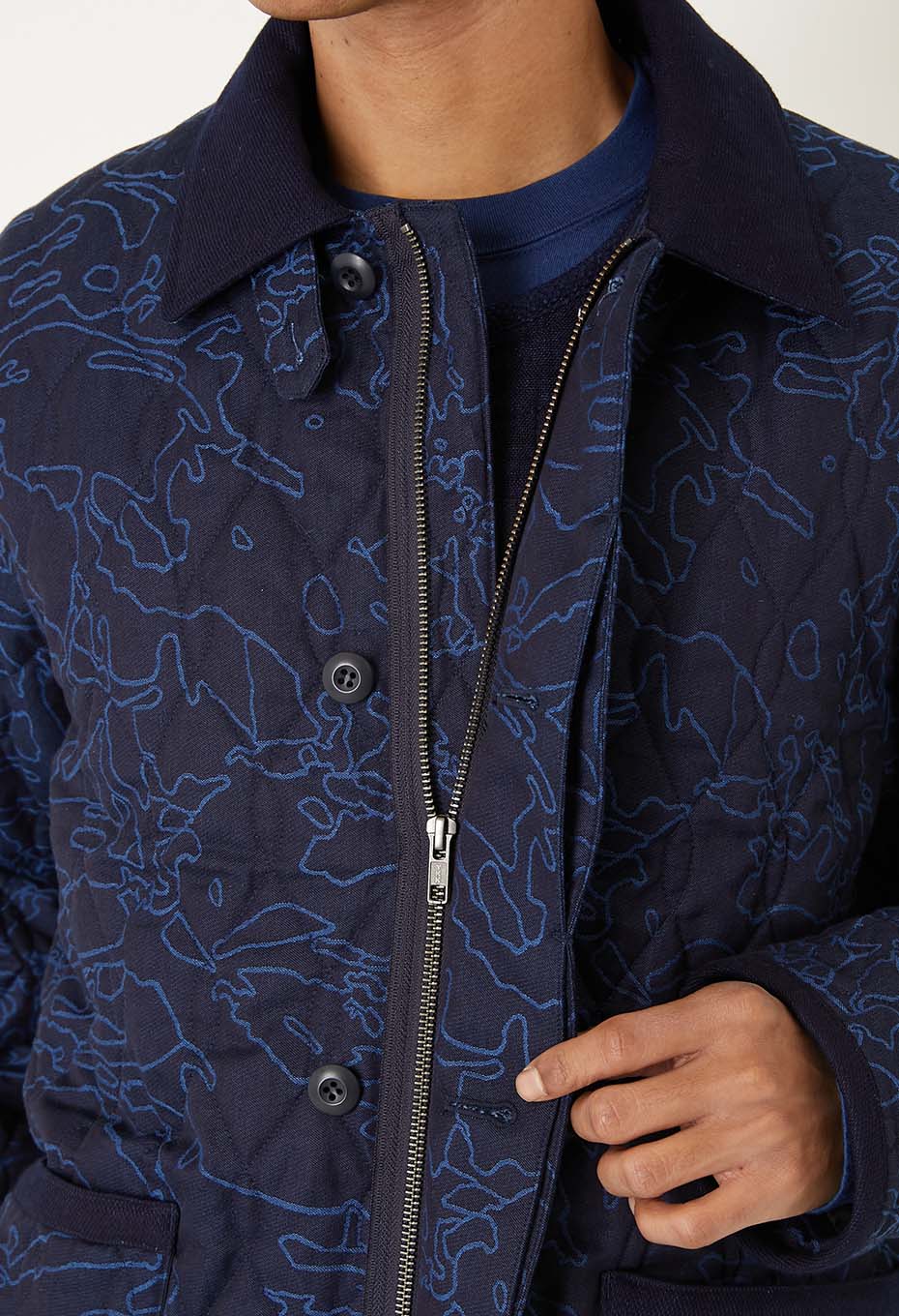 インディゴクモジャカード キルティングジャケット - INDIGO